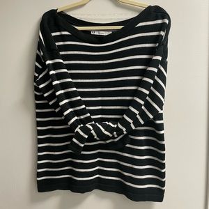 Black and white striped sweater, size large
